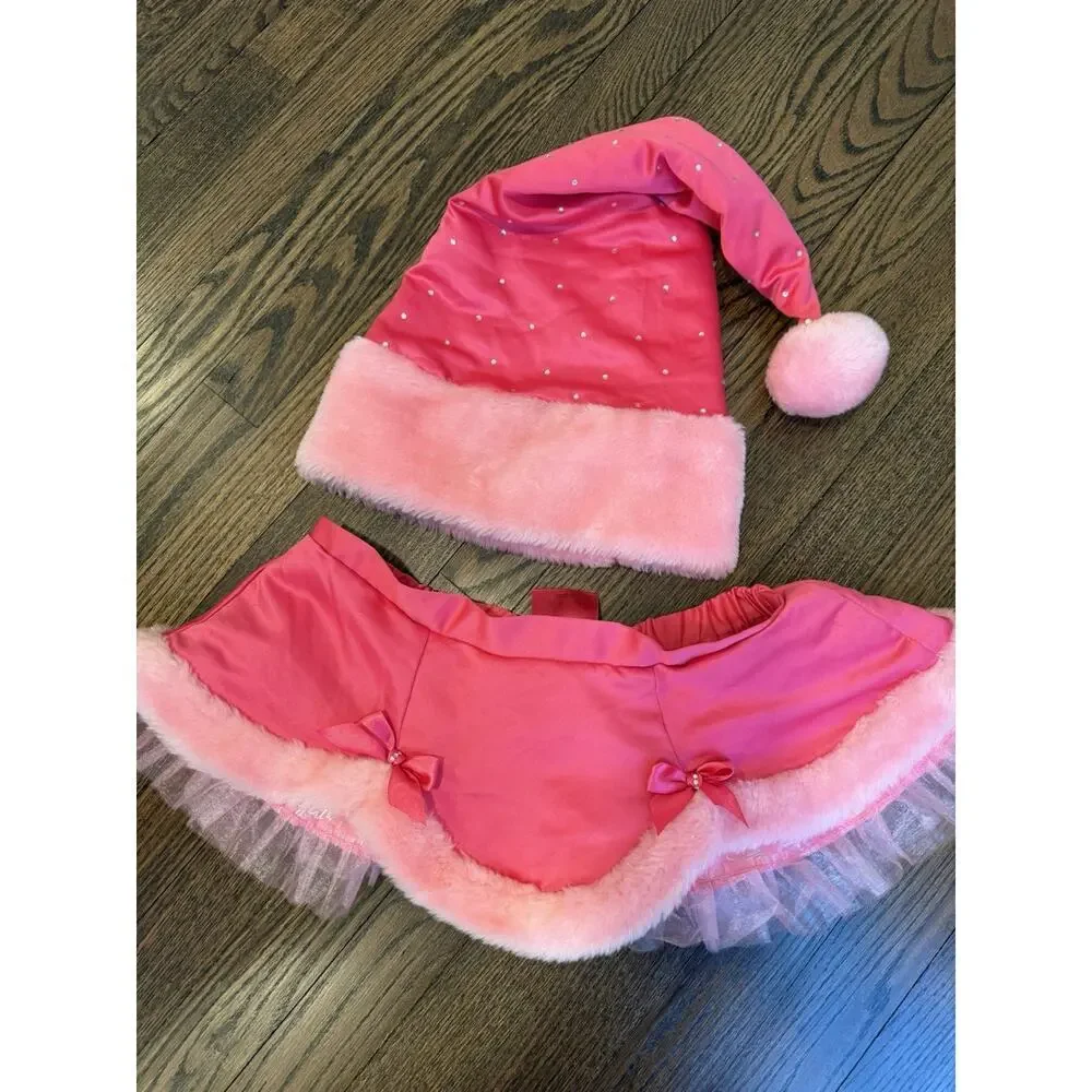 Victoria's Secret Vintage Limited Edition Pink Satin Santa Skirt & Marching Hat